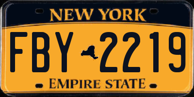 NY license plate FBY2219