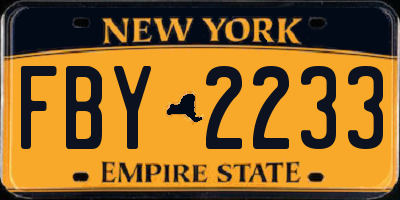 NY license plate FBY2233