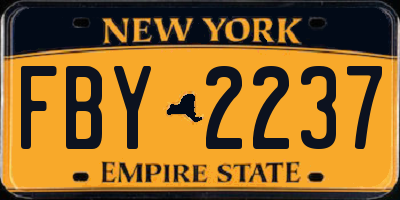 NY license plate FBY2237