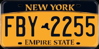 NY license plate FBY2255