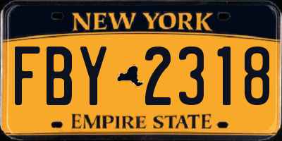 NY license plate FBY2318