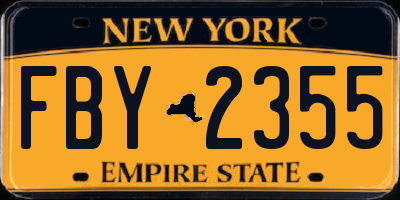 NY license plate FBY2355