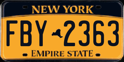 NY license plate FBY2363