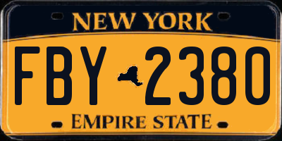 NY license plate FBY2380