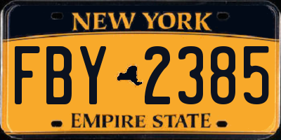 NY license plate FBY2385