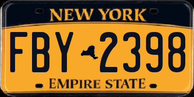 NY license plate FBY2398