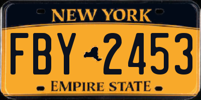NY license plate FBY2453