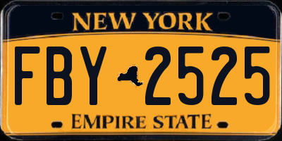NY license plate FBY2525