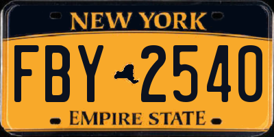 NY license plate FBY2540