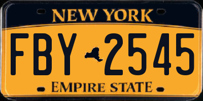 NY license plate FBY2545