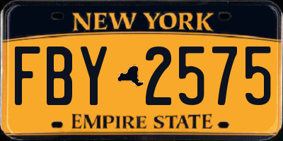 NY license plate FBY2575