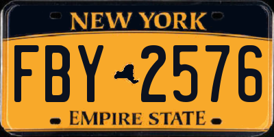 NY license plate FBY2576