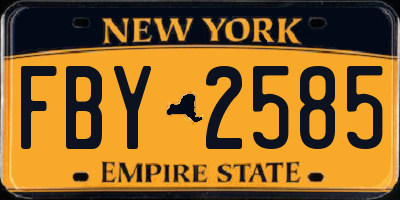 NY license plate FBY2585