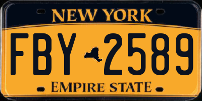 NY license plate FBY2589