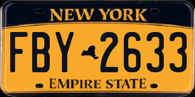 NY license plate FBY2633