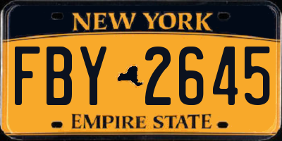 NY license plate FBY2645