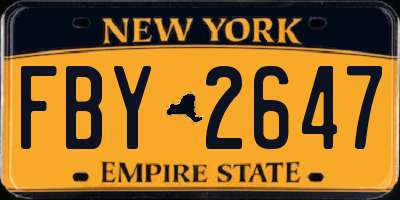 NY license plate FBY2647