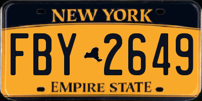 NY license plate FBY2649
