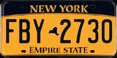 NY license plate FBY2730