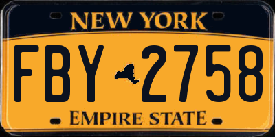 NY license plate FBY2758