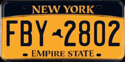 NY license plate FBY2802