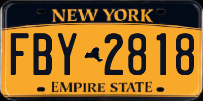 NY license plate FBY2818
