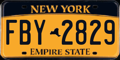 NY license plate FBY2829