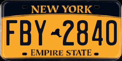 NY license plate FBY2840