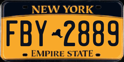 NY license plate FBY2889
