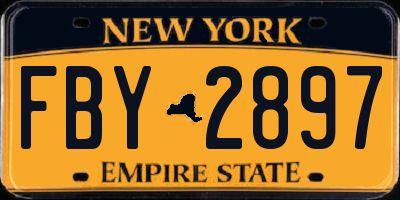 NY license plate FBY2897