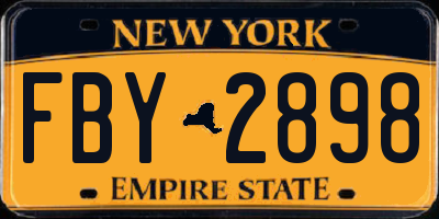 NY license plate FBY2898