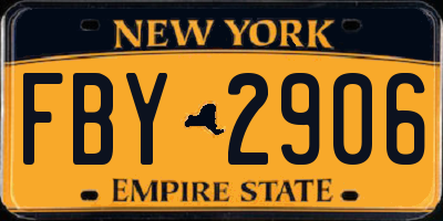 NY license plate FBY2906
