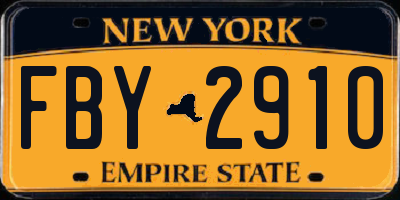 NY license plate FBY2910