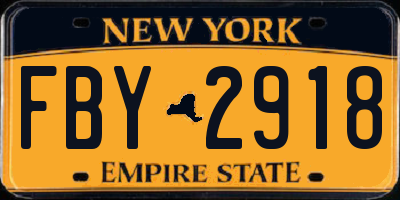 NY license plate FBY2918