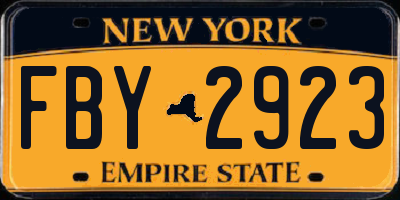NY license plate FBY2923