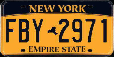 NY license plate FBY2971