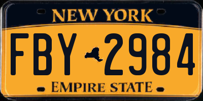 NY license plate FBY2984