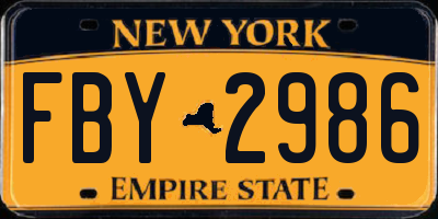 NY license plate FBY2986