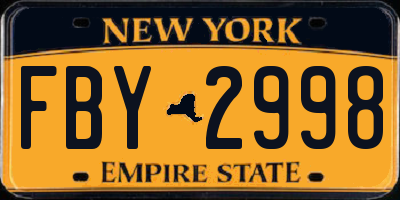 NY license plate FBY2998