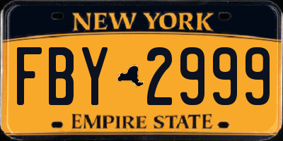 NY license plate FBY2999
