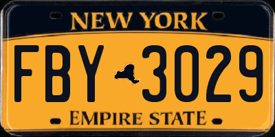 NY license plate FBY3029