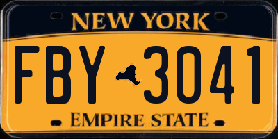 NY license plate FBY3041