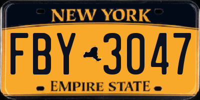 NY license plate FBY3047