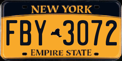 NY license plate FBY3072