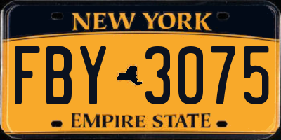 NY license plate FBY3075