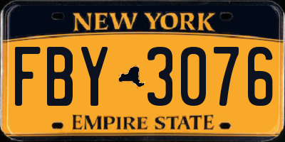 NY license plate FBY3076