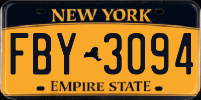 NY license plate FBY3094