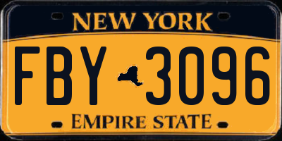 NY license plate FBY3096