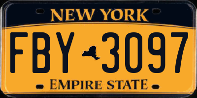 NY license plate FBY3097