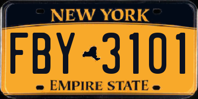 NY license plate FBY3101